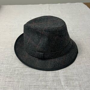 Wool gray plaid hat fedora weatherproof